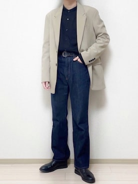 「hififnkのアイテム（セットアップ、ベージュ系）」を使った、Haさん（メンズ・168cm）の春コーディネート