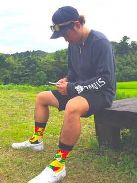 「VOLCOM（ボルコム）のアイテム（キャップ）」を使った、み や びさん（メンズ・168cm）の夏コーディネート