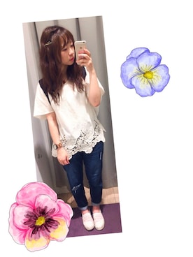「B.L.U.E（ビーエルユーイー）のアイテム（パンツ）」を使った、ayacon.さん（レディース・154cm）の夏コーディネート
