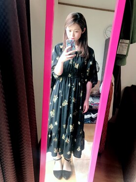 「one after another NICE CLAUP（ワンアフターアナザーナイスクラップ）のアイテム（ワンピース、ブラック系）」を使った、とりさん（レディース・155cm）の春コーディネート