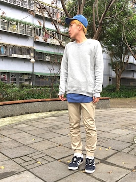 「LABRAT（ラブラット）のアイテム（帽子）」を使った、謙さん（メンズ・171cm）の春コーディネート