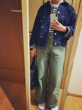 「BEAMS BOY（ビームスボーイ）のアイテム（デニムジャケット）」を使った、kokokobaさん（レディース・154cm）の春コーディネート