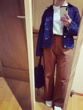 「BEAMS BOY（ビームスボーイ）のアイテム（デニムジャケット）」を使った、kokokobaさん（レディース・154cm）の春コーディネート