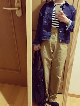 「BEAMS BOY（ビームスボーイ）のアイテム（デニムジャケット）」を使った、kokokobaさん（レディース・154cm）の春コーディネート
