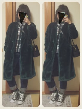 「みどり」｜「アイテム（その他アウター）」を使った、かなもさん（レディース・163cm）の冬コーディネート