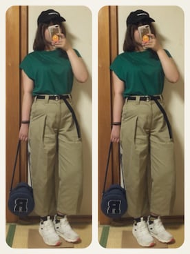 「RCWB（アールシーダブリュービー）のアイテム」を使った、かなもさん（レディース・163cm）の夏コーディネート
