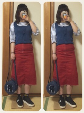 「RCWB（アールシーダブリュービー）のアイテム」を使った、かなもさん（レディース・163cm）の夏コーディネート