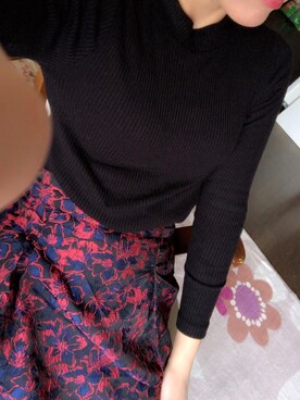 「UNIQLO（ユニクロ）のリブハイネックT（長袖）（Tシャツ/カットソー、ブラック系）」を使った、norikoさん（レディース・167cm）の冬コーディネート