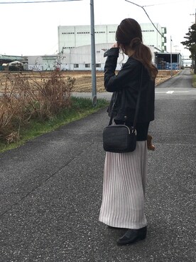 「SpRay（スプレイ）のアイテム（ライダースジャケット）」を使った、rinaさん（レディース・150cm）の冬コーディネート