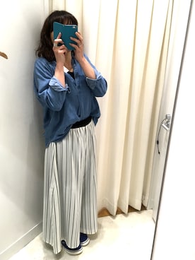 「ダンガリーシャツ」｜「アイテム（その他）」を使った、maki@kさん（レディース・159cm）の冬コーディネート
