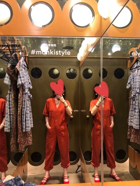「MONKI（モンキ）のアイテム（つなぎ/オールインワン）」を使った、土豆巧克力酱さん（レディース・157cm）の夏コーディネート