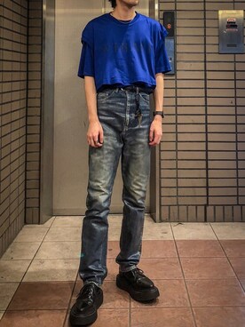 「JOHN LAWRENCE SULLIVAN（ジョンローレンスサリバン）のアイテム（その他シューズ）」を使った、NiSHiKOさん（メンズ・173cm）の秋コーディネート