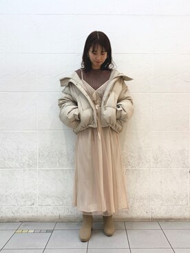 「mysty woman（ミスティウーマン）のアイテム（ダウンジャケット/コート）」を使った、エリンギさん（レディース・153cm）の冬コーディネート