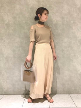 「レーススカート」｜「アイテム（財布/小物）」を使った、エリンギさん（レディース・153cm）の春コーディネート