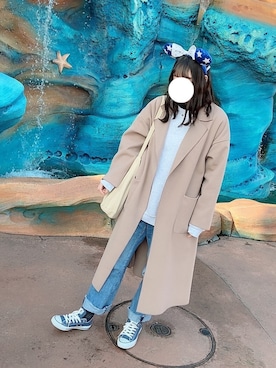 「fifth（フィフス）のサイドスリットライトガウンコート（トレンチコート、ブラウン系）」を使った、YURIさん（レディース・170cm）の冬コーディネート