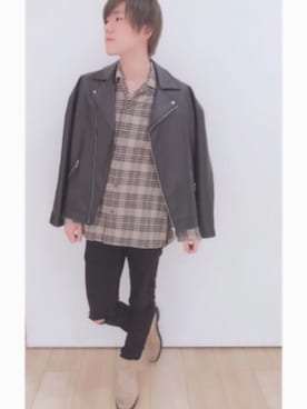 「SENSE OF PLACE by URBAN RESEARCH（センスオブプレイスバイアーバンリサーチ）のアイテム（ライダースジャケット）」を使った、MASAYA    さん（メンズ・176cm）の冬コーディネート