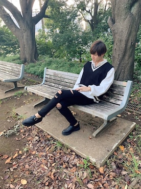 「ZIP FIVE（ジップファイブ）のアイテム（ベスト）」を使った、MASAYA    さん（メンズ・177cm）の秋コーディネート