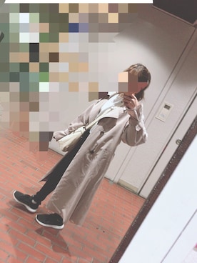 「ポニーテール」｜「アイテム（トレンチコート）」を使った、しのちゃん🎀さん（レディース・156cm）の春コーディネート