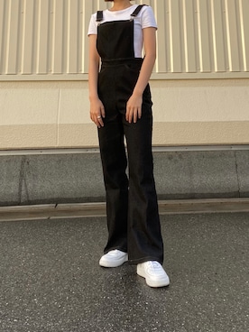 「frunco（フランコ）のアイテム（サロペット/オーバーオール）」を使った、erinaさん（レディース・162cm）の春コーディネート