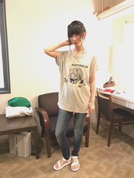 「marble sud（マーブルシュッド）のアイテム（トップス）」を使った、古川未鈴さん（レディース・165cm）の夏コーディネート