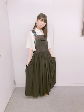 「LA BELLE ETUDE（ラベルエチュード）のアイテム（オールインワン・サロペット）」を使った、古川未鈴さん（レディース・165cm）の夏コーディネート