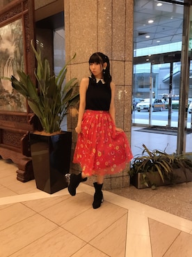 「MIKIO SAKABE（ミキオ サカベ）のアイテム（ブーツ）」を使った、古川未鈴さん（レディース・165cm）の秋コーディネート