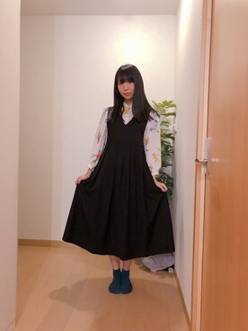 古川未鈴さんの「BIGプリーツジャンパースカート」を使ったコーディネート
