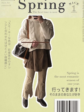 「AS KNOW AS plus（アズノゥアズプラス）のアイテム（チノパンツ）」を使った、cocoamandaさん（レディース・164cm）の春コーディネート