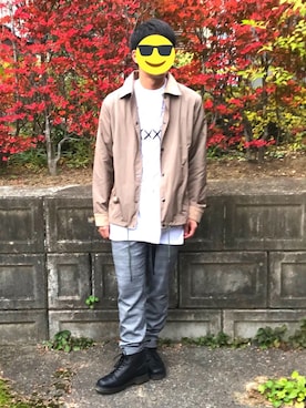 「CASPER JOHN（キャスパージョン）のアイテム（その他アウター）」を使った、shu_heyさん（メンズ・171cm）の秋コーディネート