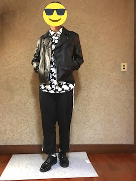 「rovtski」｜「アイテム（ライダースジャケット）」を使った、shu_heyさん（メンズ・171cm）の秋コーディネート