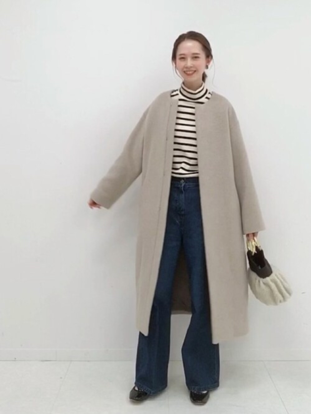 hareko(はれこ)｜IENAのノーカラーコートを使ったコーディネート - WEAR