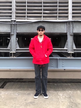 「MONKEY TIME（モンキータイム）のアイテム（パーカー）」を使った、Seitaroさん（メンズ・173cm）の春コーディネート