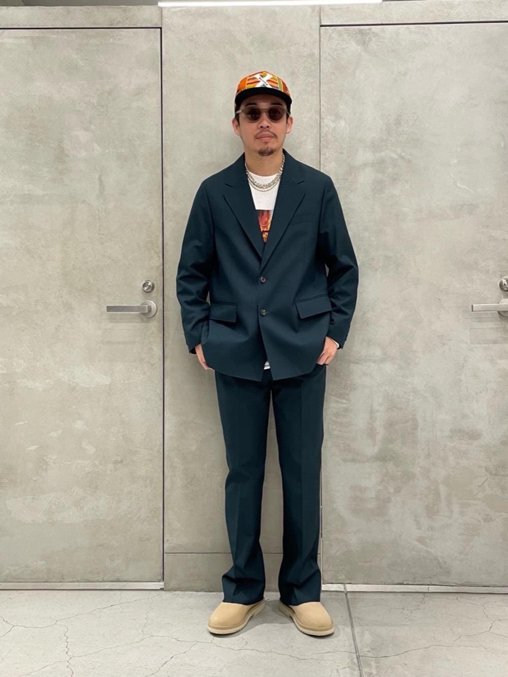 「セットアップ、ストリート、unitedarrows、monkeytime、beautyandyouth、ベーシック/トラッド、ハット/キャップ、フォーマル/セレモニー」｜「MARTINE ALIの＜MARTINE ALI＞ TORI CUBAN CHAIN/チョーカー（ネックレス、シルバー系）」を使った、Seitaroさん（メンズ・173cm）の秋コーディネートの1枚目の写真