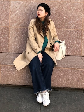 「ラメニット」｜「アイテム（トレンチコート）」を使った、Natsumiさん（レディース・155cm）の春コーディネート