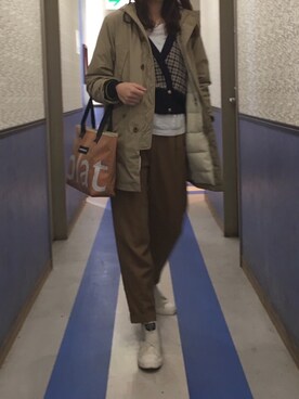 「MHL.（エムエイチエル）のアイテム（その他アウター）」を使った、まこさん（レディース・171cm）の冬コーディネート