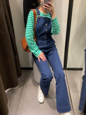 「PAGEBOY（ページボーイ）のアイテム（サロペット/オーバーオール）」を使った、ayaさん（レディース・157cm）の春コーディネート