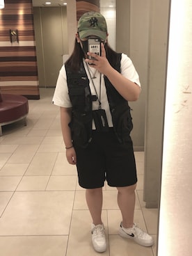 「airforce1」｜「アイテム（帽子）」を使った、kaedeさん（レディース・156cm）の夏コーディネート