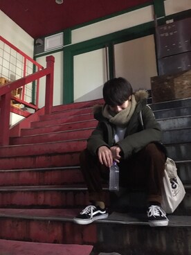 「MONKEY TIME（モンキータイム）のアイテム（モッズコート）」を使った、ryotaさん（メンズ・164cm）の冬コーディネート