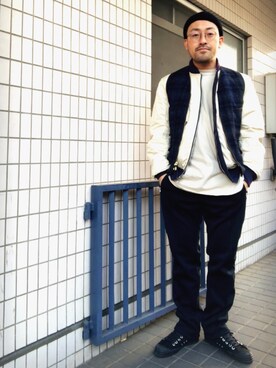 「SON OF THE CHEESE（サノバチーズ）のアイテム（ジャケット/アウター）」を使った、チノパンマンさん（メンズ・164cm）の秋コーディネート