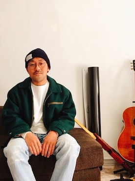 「ALLEGE（アレッジ）のアイテム（ニットキャップ/ビーニー）」を使った、チノパンマンさん（メンズ・164cm）の秋コーディネート