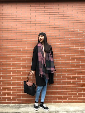 「H&M（エイチ・アンド・エム）のアイテム（ダッフルコート）」を使った、H.さん（レディース・172cm）の冬コーディネート