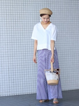 「SLOBE IENA（スローブイエナ）のアイテム（ハンチング/ベレー帽）」を使った、Wendieさん（レディース・164cm）の夏コーディネート