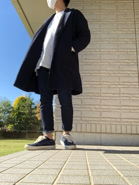 「COMME CA ISM（コムサイズム）のアイテム（チェスターコート）」を使った、N@oさん（メンズ・168cm）の秋コーディネート