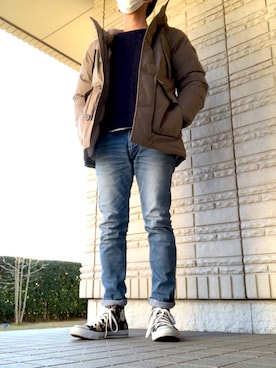 「AIGLE（エーグル）のアイテム（ジャケット/アウター）」を使った、N@oさん（メンズ・168cm）の冬コーディネート