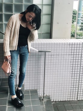 「ISOOK（アイスー）のアイテム（タンクトップ）」を使った、ツボミさん（レディース・159cm）の秋コーディネート