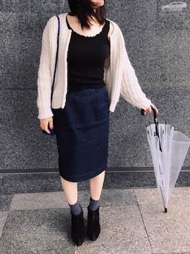 「ISOOK（アイスー）のアイテム（タンクトップ）」を使った、ツボミさん（レディース・159cm）の秋コーディネート
