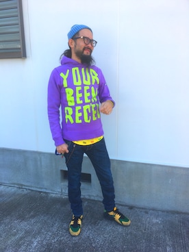 「MACKDADDY（マックダディー）のアイテム（パーカー）」を使った、tashimanさん（メンズ・172cm）の春コーディネート