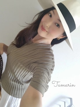 「アラフィフスタイル」｜「アイテム（帽子）」を使った、珠緒さん（レディース・169cm）の夏コーディネート