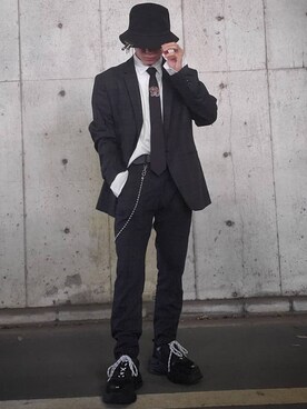 「チェック柄に恋してる」｜「アイテム（フォーマルスーツ/小物）」を使った、キヨさん（メンズ・166cm）の秋コーディネート