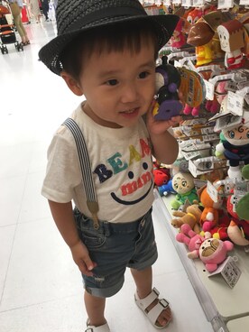 「H&M DIVIDED（エイチアンドエム　ディヴァイデッド）のアイテム（オールインワン・サロペット）」を使った、HaruNono mama🖤さん（キッズ・80cm）の夏コーディネート